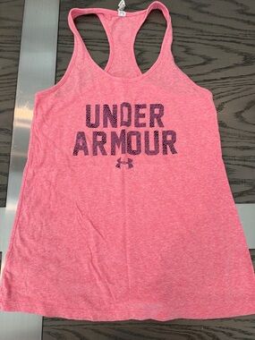 Under Armour Pink Heather Racerback Logo Tank
